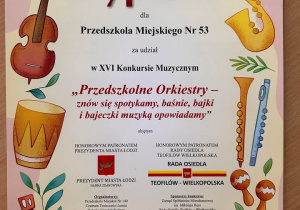 Dyplom za udział w Konkursie Muzycznym