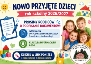 informacja dla nowo przyjętych dzieci do przedszkola