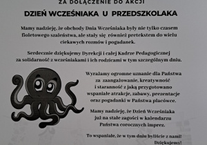 Podziękowanie za udział w Akcji "Dzień Wcześniaka"