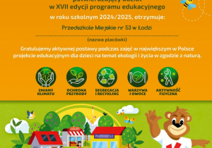 Certyfikat udziału w Programie "Kubusiowi Przyjaciele Natury"