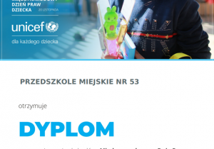 Dyplom za zorganizowanie Obchodów Międzynarodowego Dnia Praw Dziecka
